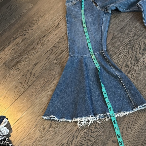Top shop Moto Dree Flare Flare loose hem bell buttons crop jeans Sz 25 - Picture 11 of 16